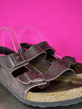 Birkenstock Milano Brown Leather Two Adjustable Strap Back Strap Sandal US 12